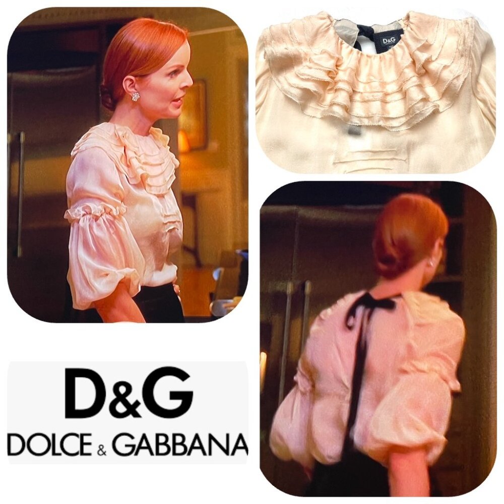 DOLCE & GABBANA Silk Blush Ruffled Blouse IT44/US8